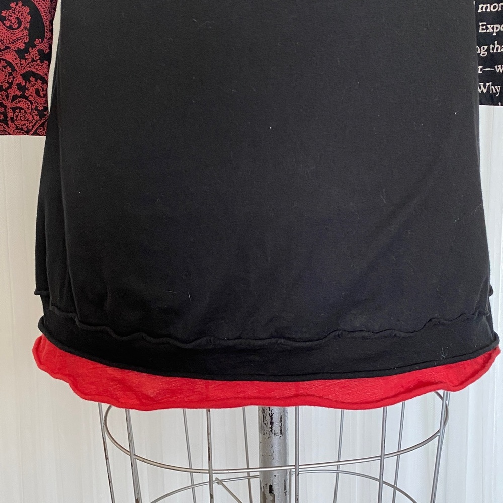 Desigual Black and Red Artistic Long Sleeve Dress Fit & Flare Midi V-Neck Med - Picture 8 of 17